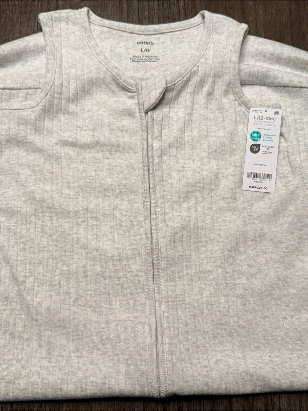 Carter's Light Gray Ribbed Zip-Front Sleep Sack
